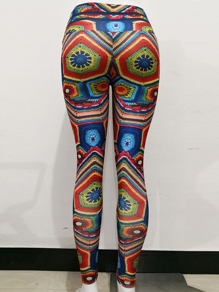 Geometrische Anti-schweiß-polyester-print Für Damen Laufende Yogahose In Voller Länge Tiktok-leggings Mit Hoher Taille