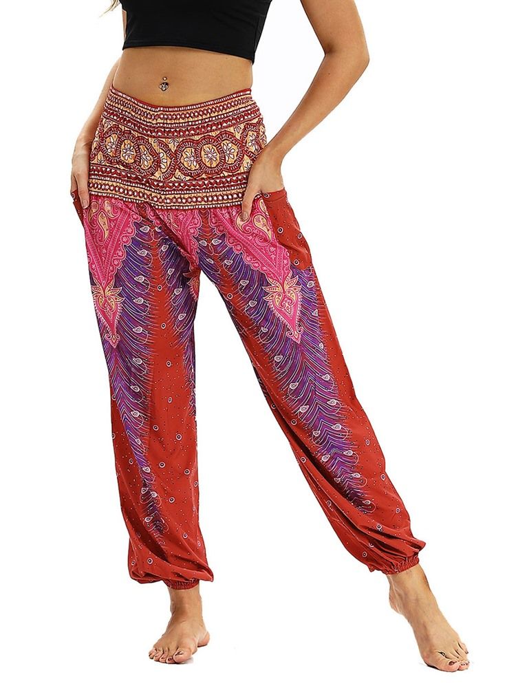 Geometrische Yoga-haremshose Mit Boho-print Für Damen