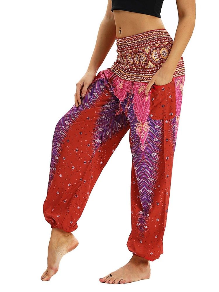 Geometrische Yoga-haremshose Mit Boho-print Für Damen