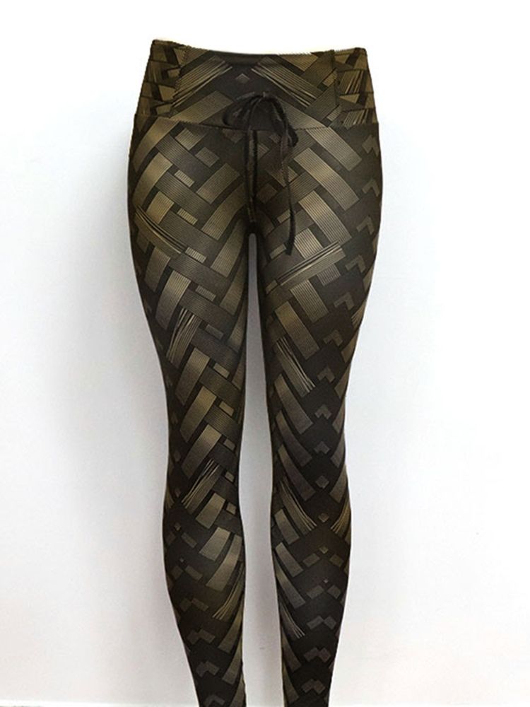 Solid Weave Print Damen Yogahose Tiktok Leggings Mit Hoher Taille