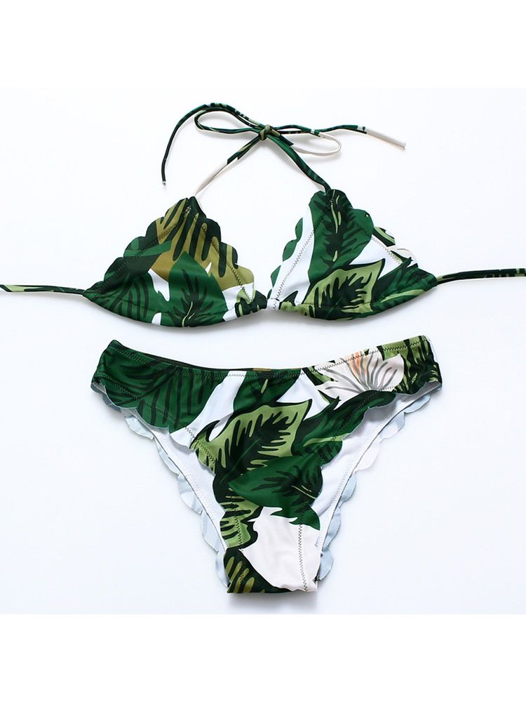 Damen-bikini-anzüge Mit Pflanzenblatt-print