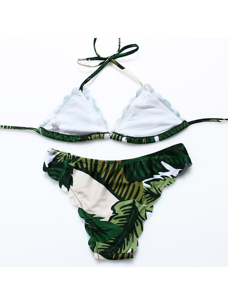 Damen-bikini-anzüge Mit Pflanzenblatt-print