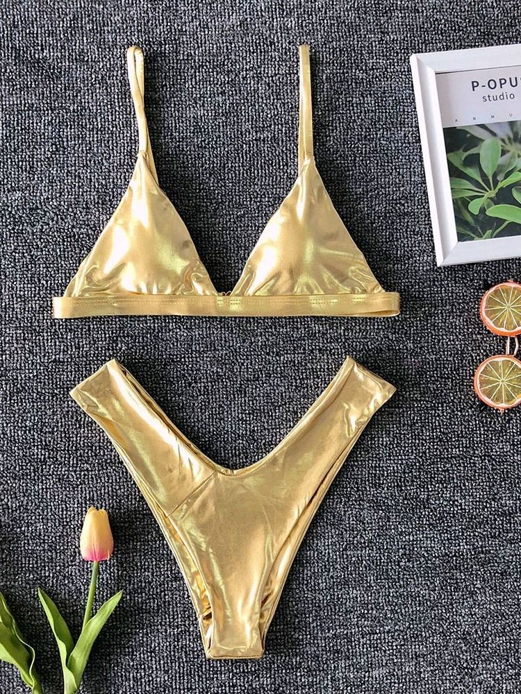 Damen Bikini Set Beach Look Schlichter Sexy Badeanzug