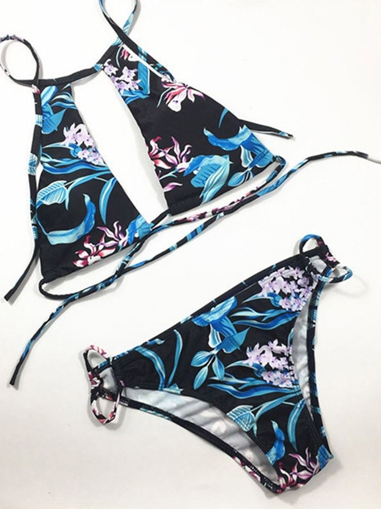 Damen-bikini-set Mit Blumenmuster Zum Schnüren