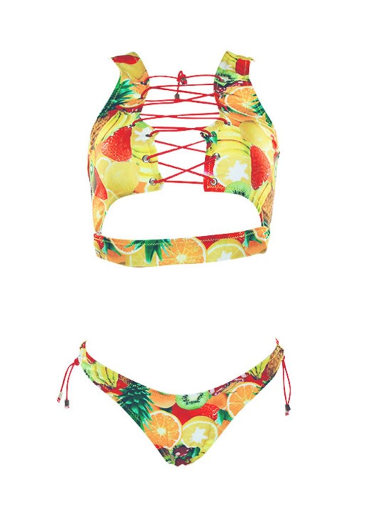 Damen-bikini-set Mit Buntem Print In Übergröße