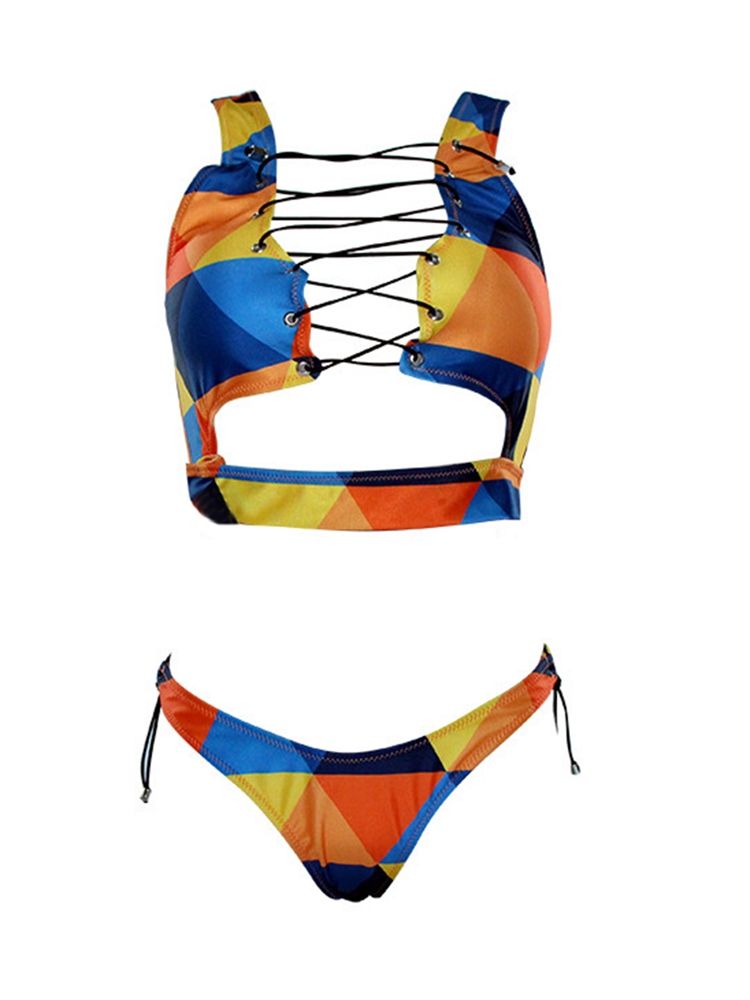 Damen-bikini-set Mit Buntem Print In Übergröße