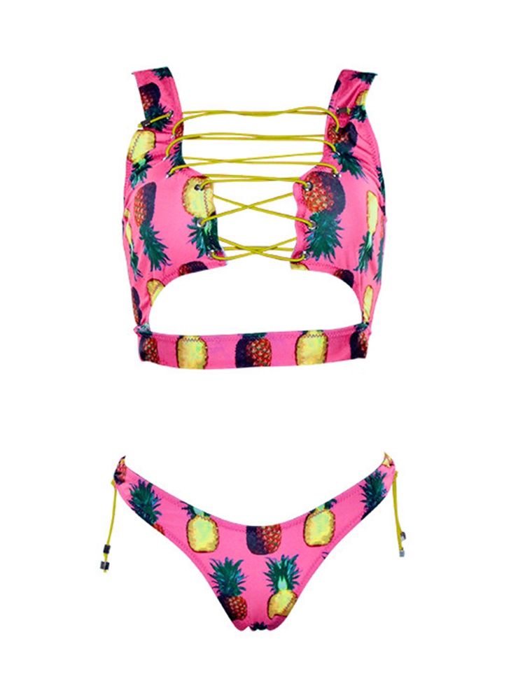 Damen-bikini-set Mit Buntem Print In Übergröße