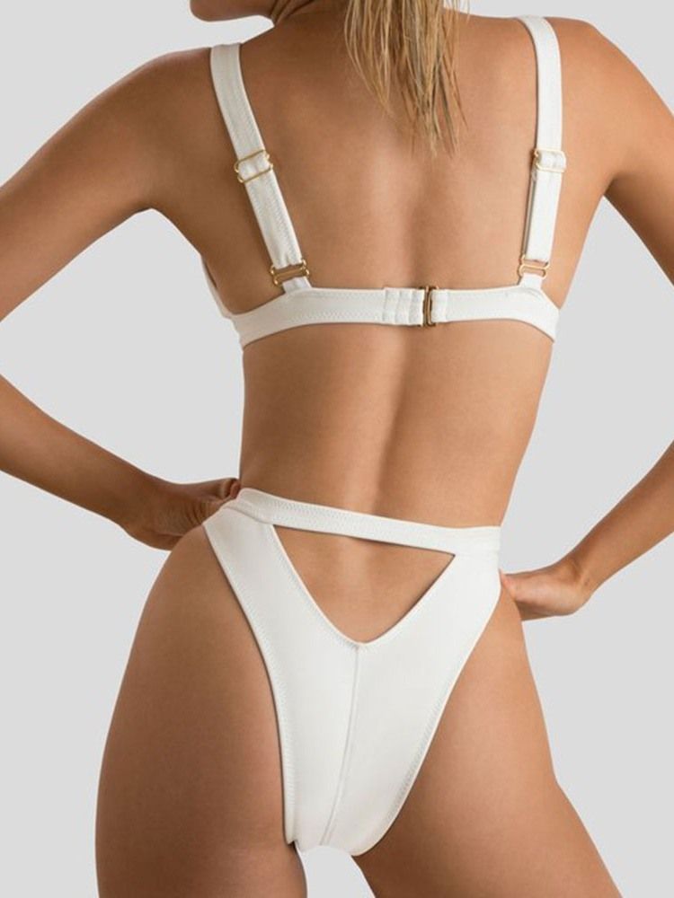 Damen-bikini-set Mit Einfachem Reißverschluss Und Bademode