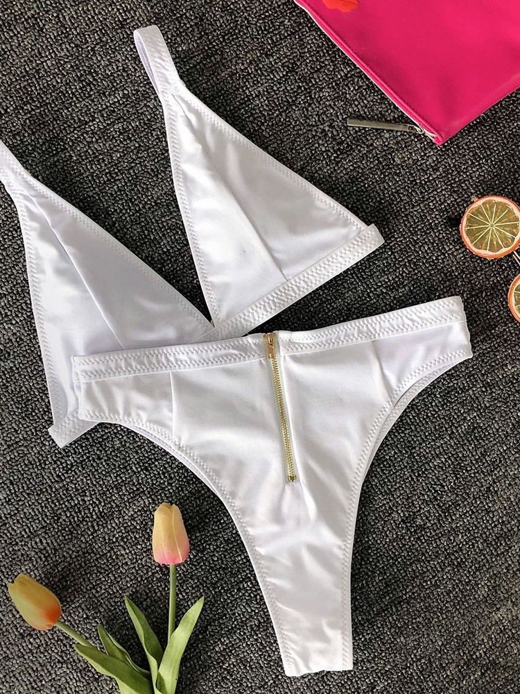 Damen-bikini-set Mit Einfachem Reißverschluss Und Bademode