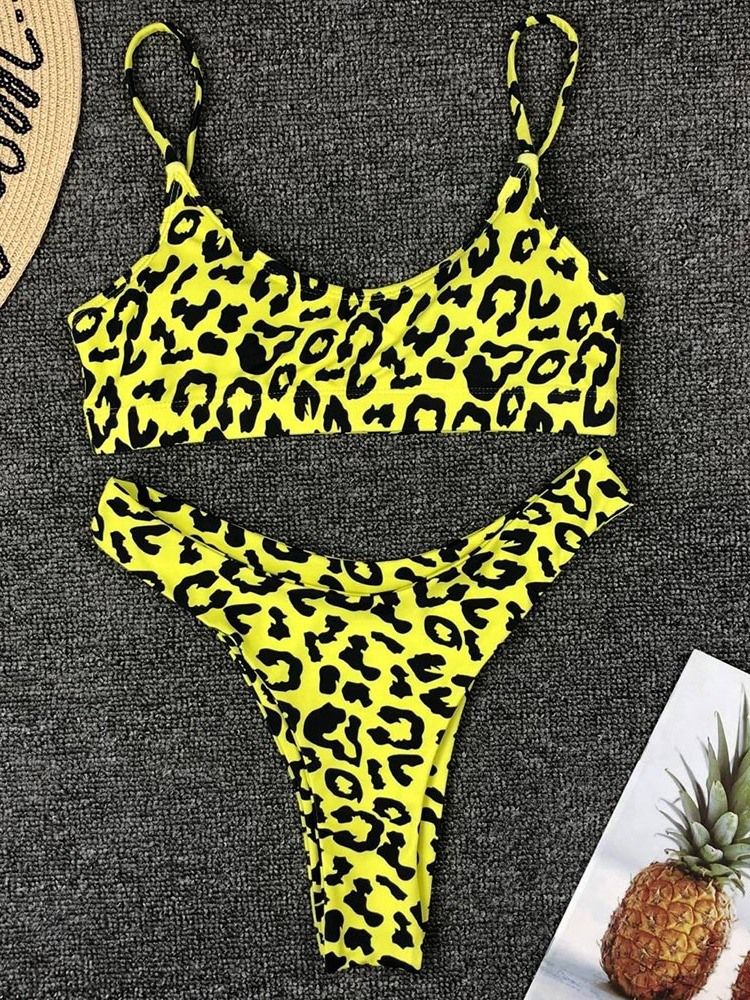 Damen-bikini-set Mit Leopardenmuster Und Bademode