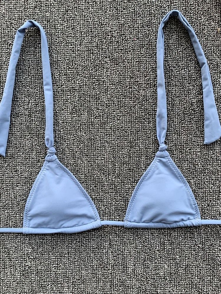 Damen Bikini Set Plissee Stretchy Lace-up Sexy Badeanzug