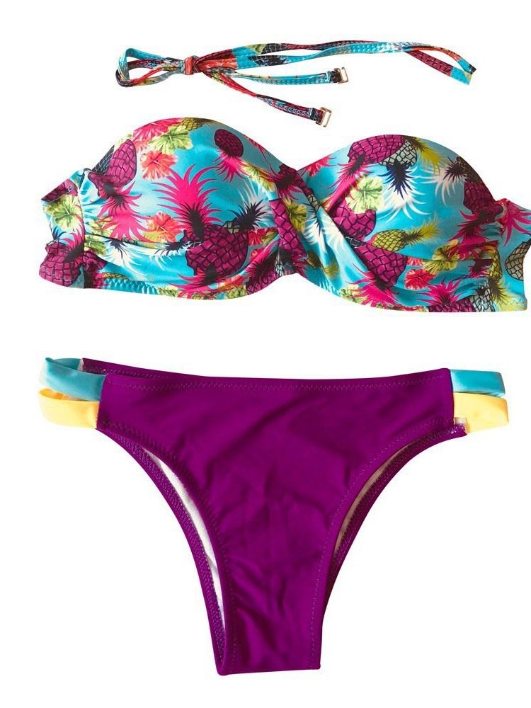 Damen Bikini Set Print Lace-up Micro Sexy Bikini