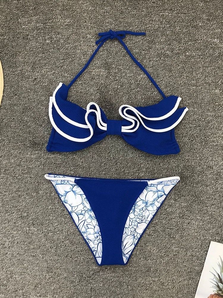 Damen-bikini-set Sexy Strandbademode In Farbblock-optik