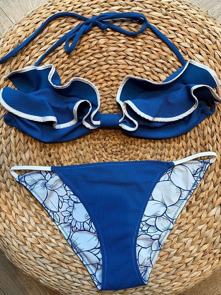 Damen-bikini-set Sexy Strandbademode In Farbblock-optik