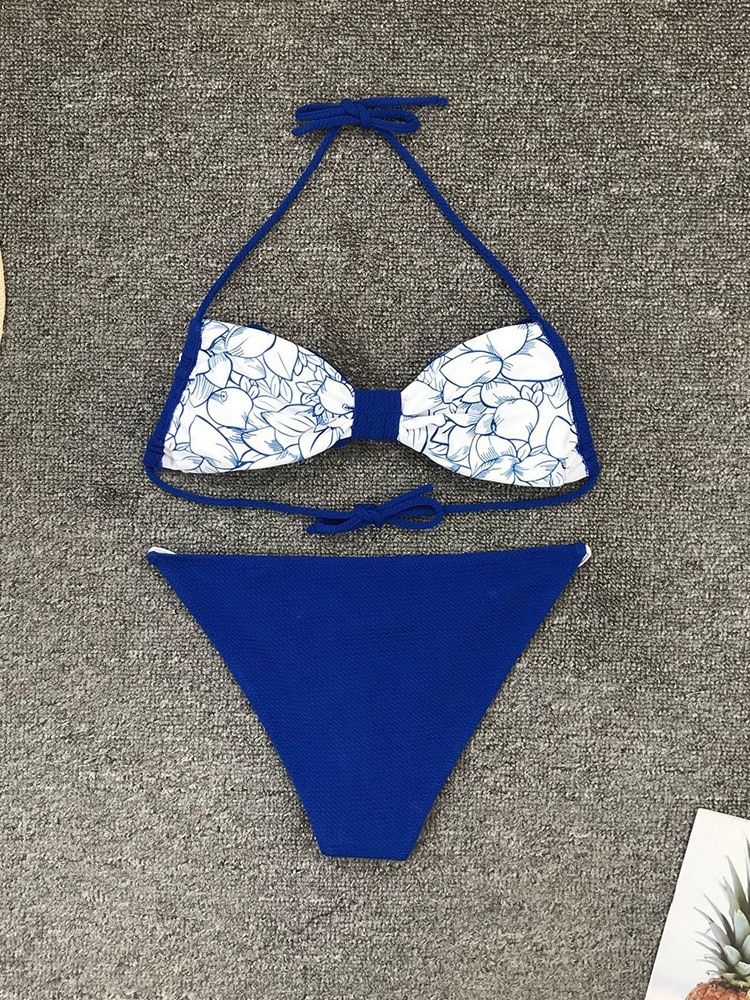 Damen-bikini-set Sexy Strandbademode In Farbblock-optik