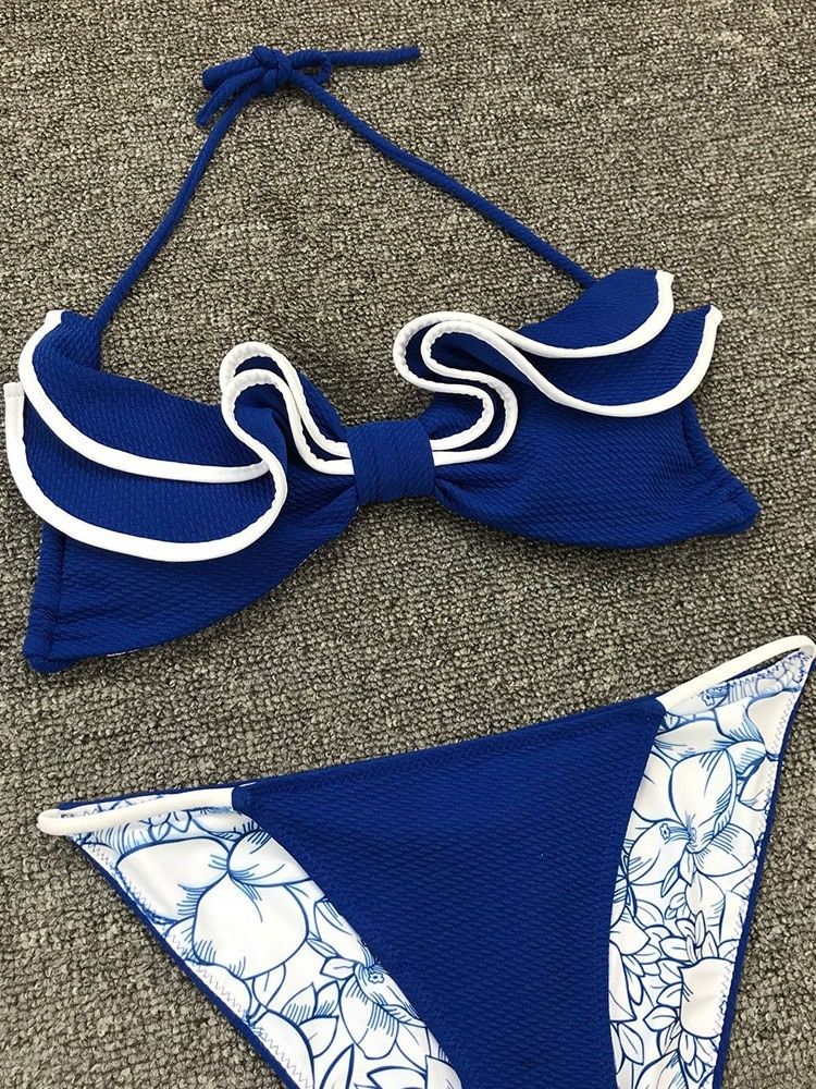 Damen-bikini-set Sexy Strandbademode In Farbblock-optik