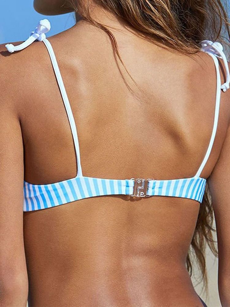 Damen-bikini-set Streifen-farbblock-schnür-badeanzug