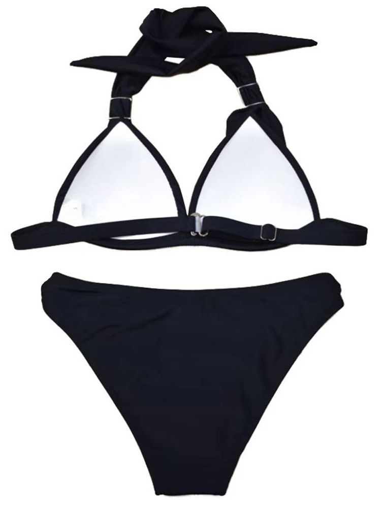 Damen-bikini-set Zum Schnüren Einfarbige Bademode