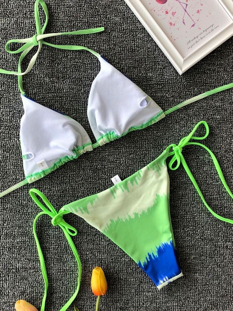 Damen-farbblock-schnür-sexy-bikini