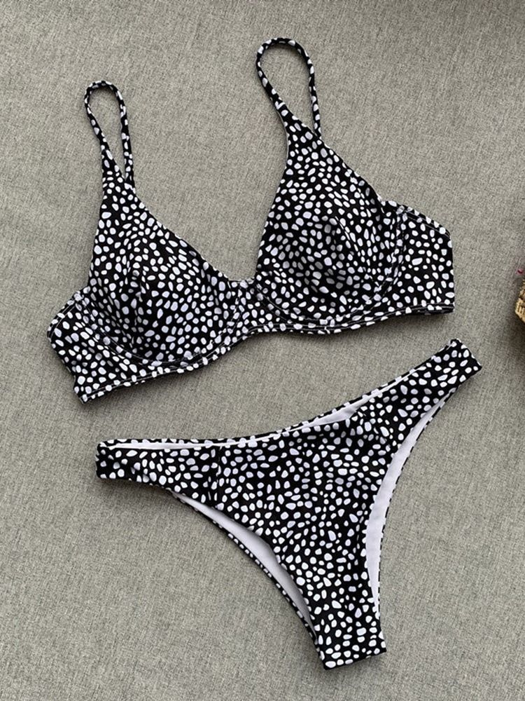 Damen Gepunktetes Bikini-set Bademode