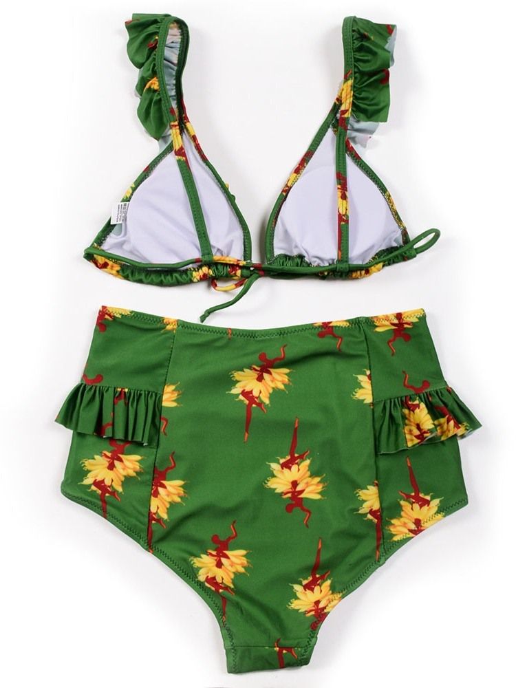 Damen-plissee-tankini-set Mit Farbblock-muster Und Bademode