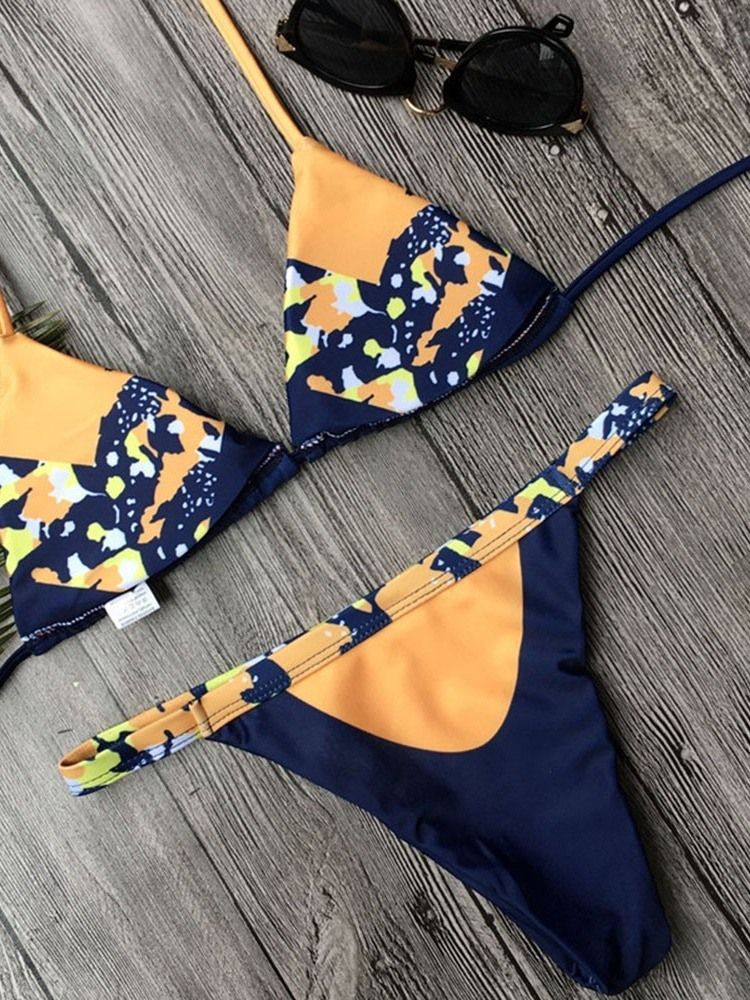 Damen-print Color Block Sexy Schnür-bikini