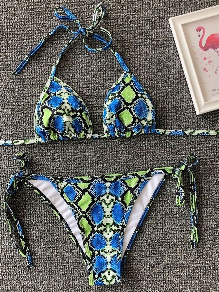 Damen-print Lace-up Micro Sexy Bikini