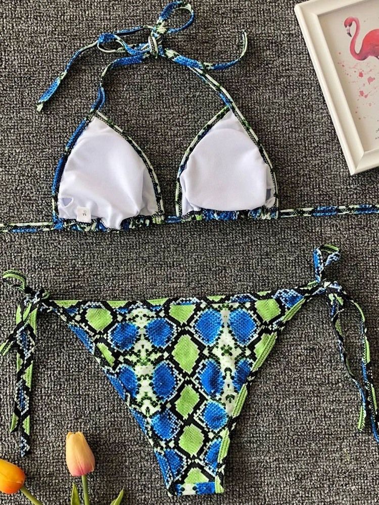 Damen-print Lace-up Micro Sexy Bikini