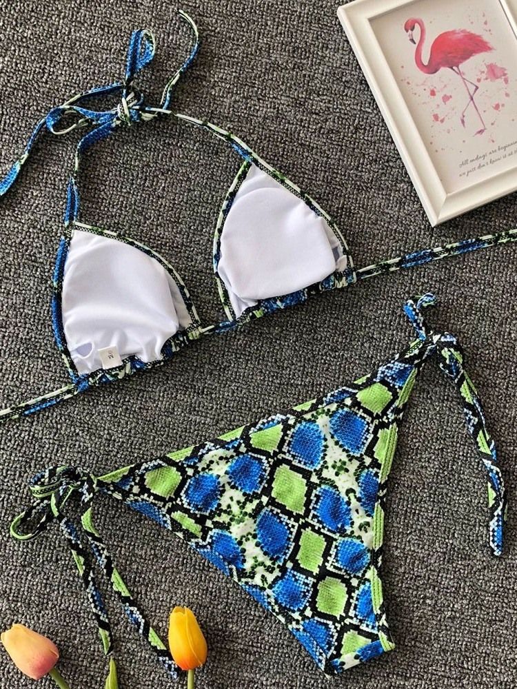 Damen-print Lace-up Micro Sexy Bikini