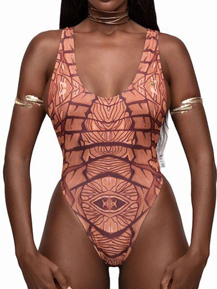 Damen Print Sexy One Piece Knappe Bademode