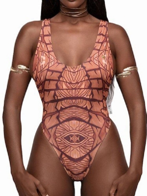 Damen Print Sexy One Piece Knappe Bademode