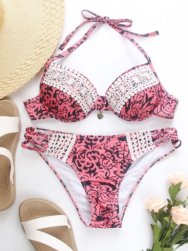 Damen-print-tankini-set Zum Schnüren Und Badeanzug