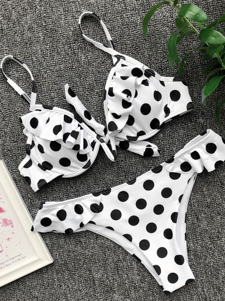 Damen-sex-badeanzug Mit Polka Dots Zum Schnüren