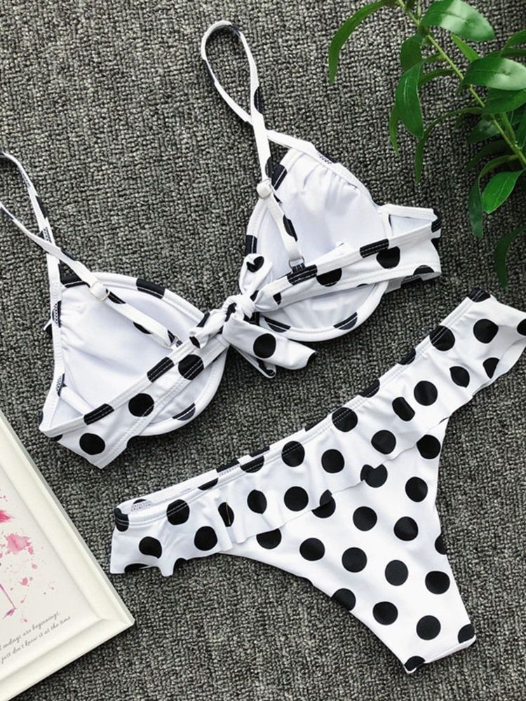 Damen-sex-badeanzug Mit Polka Dots Zum Schnüren