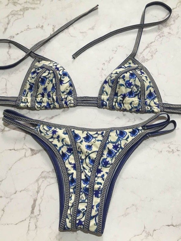 Damen-sexy-bikini Mit Blumenschnürung