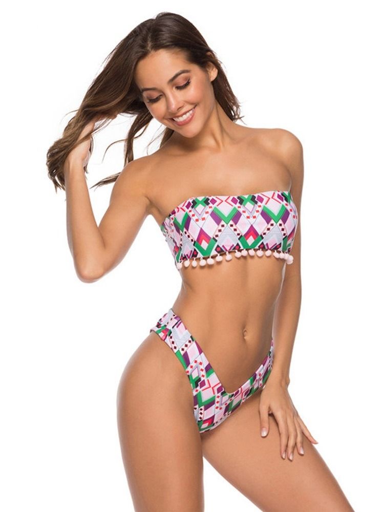 Damen Sexy Bikini Set Mit Geometrischem Musterdruck