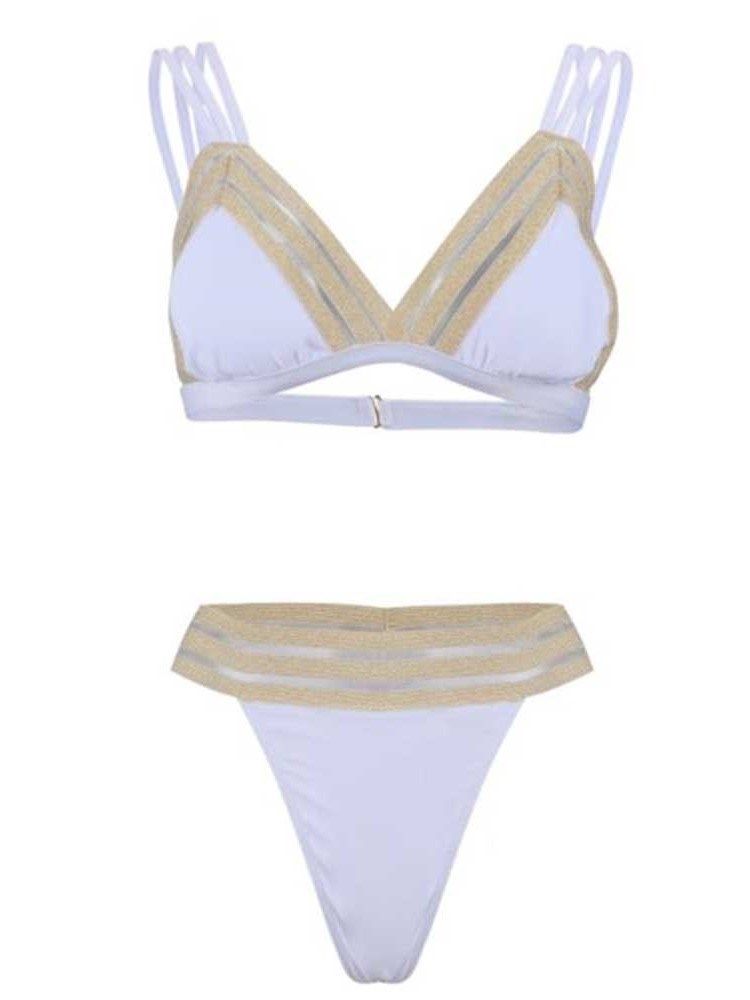 Damen Sexy Bikini Set Patchwork Bademode