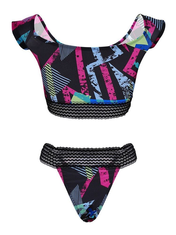 Damen Tankini-set Streifen Micro Badeanzug Swim