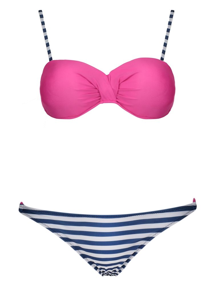 Damenmode Gestreiftes Plissee-bikini-set