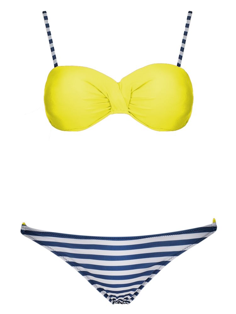 Damenmode Gestreiftes Plissee-bikini-set