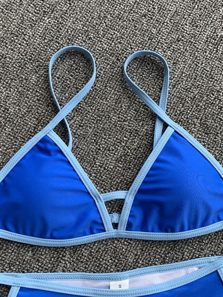 Einfarbiges Patchwork-hohlmikro-bikini-set Für Damen