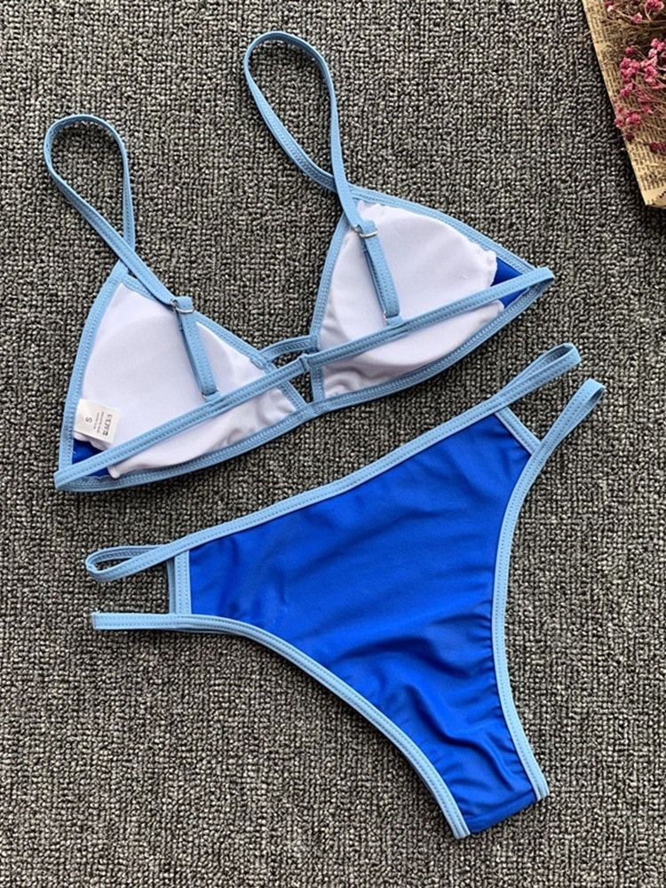 Einfarbiges Patchwork-hohlmikro-bikini-set Für Damen