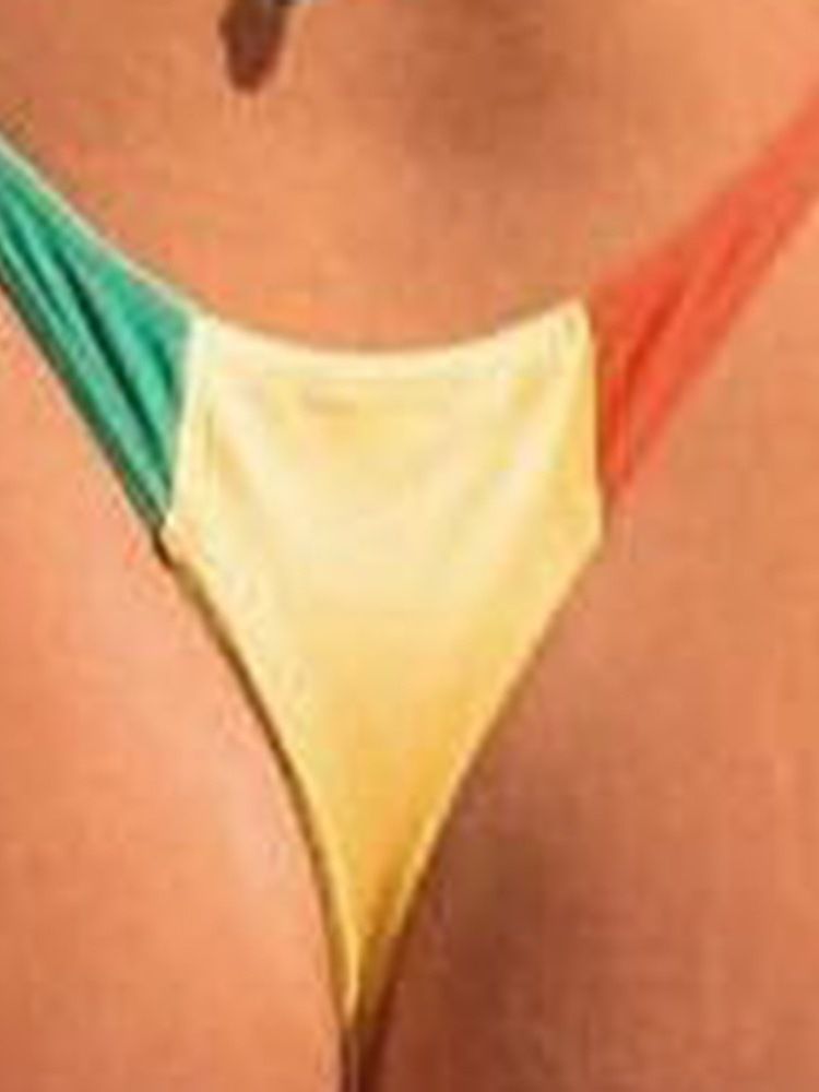 Micro-bikini Zum Schnüren In Farbblock-optik Für Damen