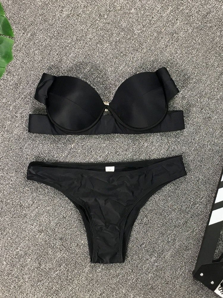 Plain Sexy Patchwork Bademode Damen Bikini