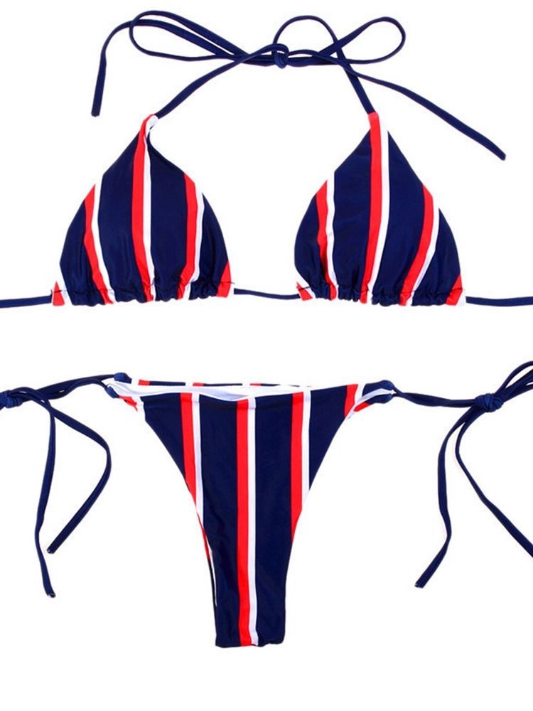 Schnür-bikini-set Mit Sexy Streifen Für Damen