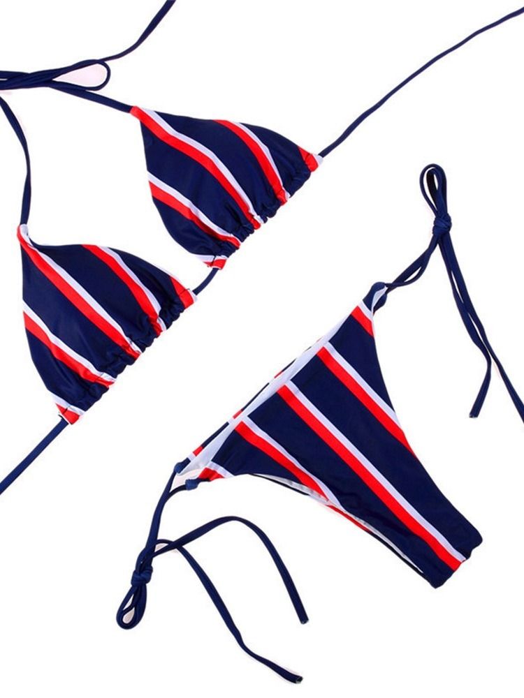 Schnür-bikini-set Mit Sexy Streifen Für Damen