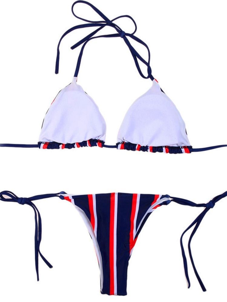 Schnür-bikini-set Mit Sexy Streifen Für Damen