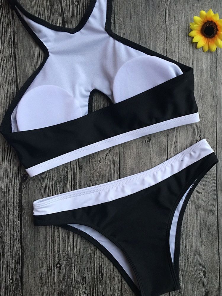 Sexy Color Block Hohl Bikini Set Für Damen