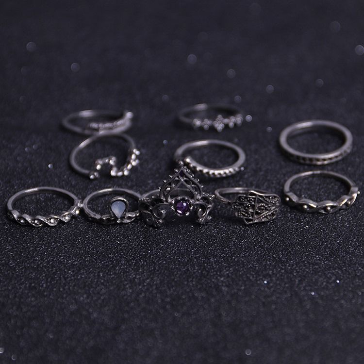 Trendy Crown 10-teiliger Ring Für Damen