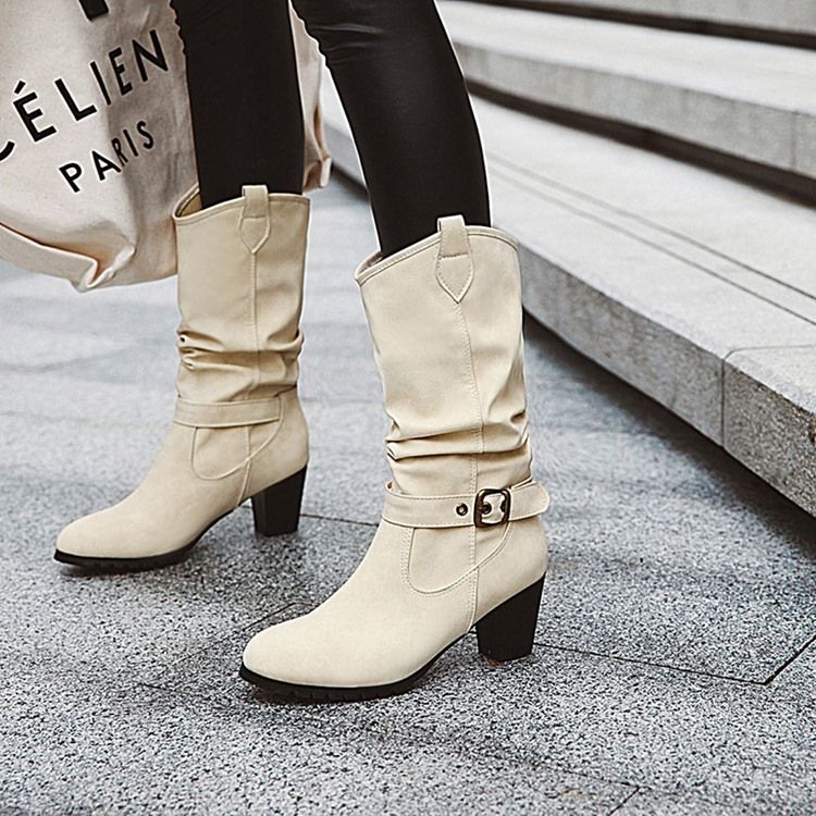 Damen-stiefel Mit Klobigem Absatz Für Damen